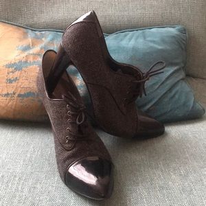 Mark Fisher Wool booties wish patten leather toe